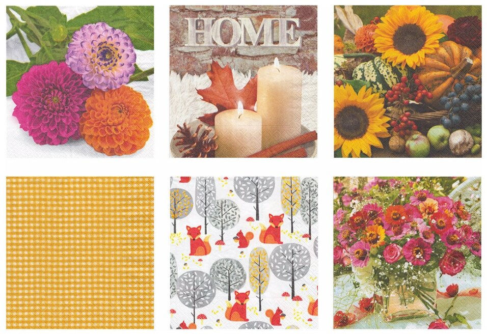 Салфетки для декупажа SDD 12 шт. 3х слойные 33 x 33 см ассортиНабор №0517-01 