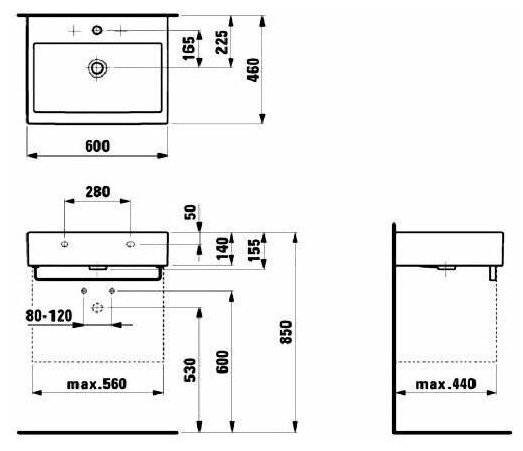 Раковина накладная Laufen Living City 60х46 8.1743.3.000.104.1 - фотография № 2