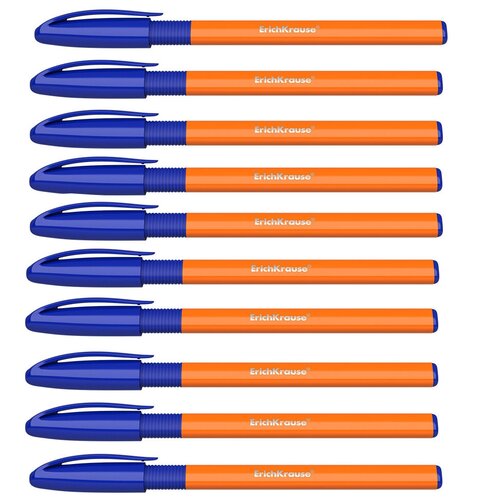 Ручка шариковая ErichKrause® U-109 Orange Stick&Grip 1.0, Ultra Glide Technology, синяя , 10 шт. ручка шариковая erichkrause u 109 orange stick grip 1 0 ultra glide technology синяя 50 шт
