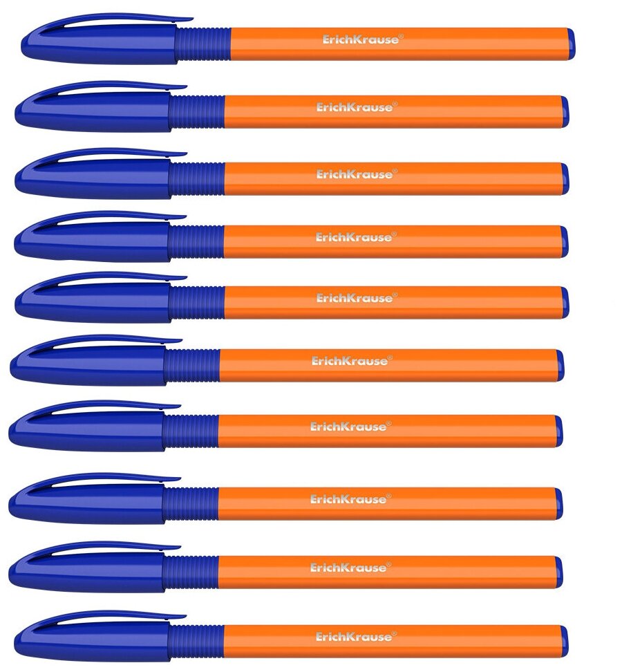 Ручка шариковая ErichKrause® U-109 Orange Stick&Grip 1.0, Ultra Glide Technology, синяя , 10 шт.