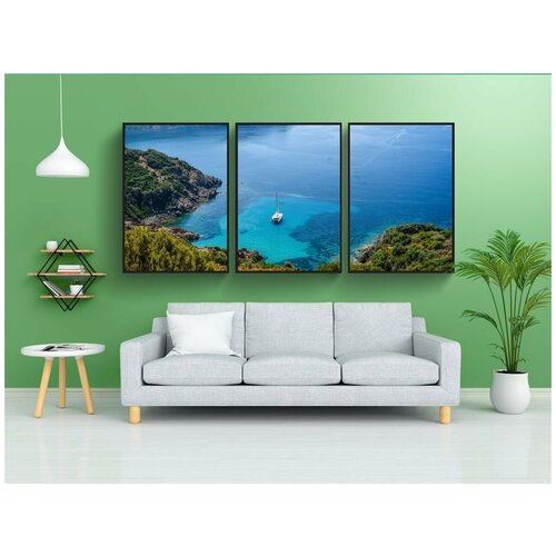 фото Набор модулных постеров для интерьера "лагуна, лодка, море" 60x90 см. в тубусе, без рамки lotsprints