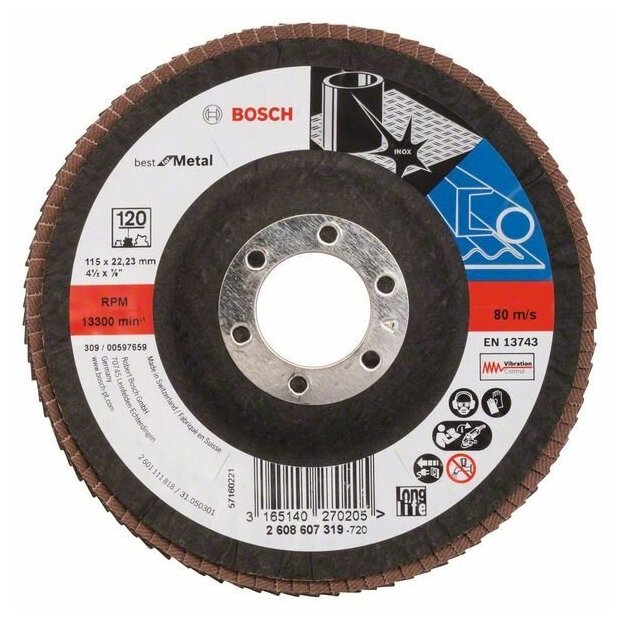 Лепестковый шлифкруг X551, Bosch Expert for Metal 115мм К120 (2608607319)