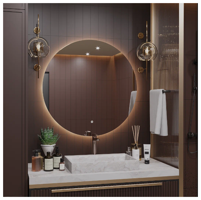 Зеркало круглое "парящее" Moon D60 для ванны с тёплой LED-подсветкой - фотография № 3