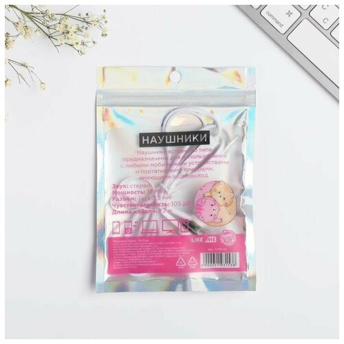 Наушники вакуумные в пакете Meow-вечеринка с микрофоном 10 х 15 см 40100₽