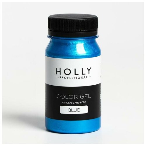 Holly Professional Декоративный гель для волос, лица и тела COLOR GEL Holly Professional, Blue, 100 мл