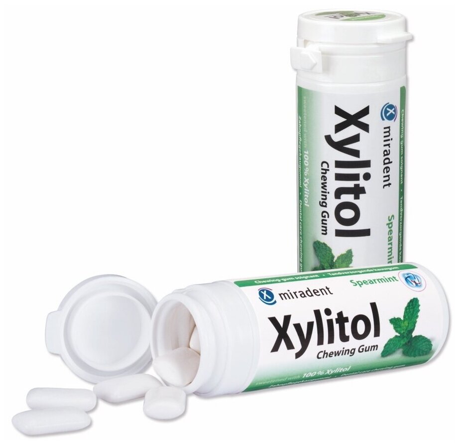 Miradent Xylitol жевательная резинка с ксилитом, мята - фотография № 1