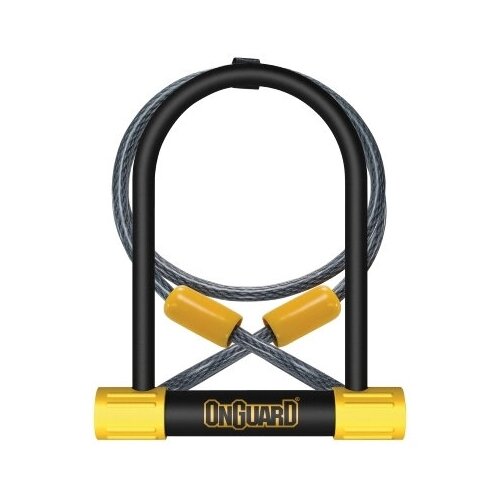 фото Велозамок onguard bulldog dt размер скобы 115 x 230мм, толщина 13мм + кабель 120см х 10мм, поворотное крепление на раму, 4 ключа+1 с подсветкой