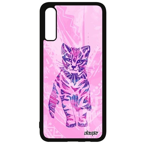 фото Качественный чехол на смартфон // galaxy a70 // "кот" тигристый cat, utaupia, розовый