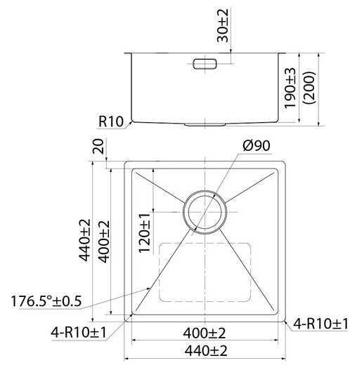 Кухонная мойка для подстольного монтажа 440*440, IDDIS Edifice (EDI44S0i77) - фотография № 6