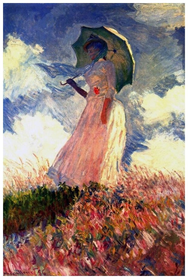 Репродукция на холсте Дама с зонтиком (Woman With Sunshade) Моне Клод 30см. x 45см.