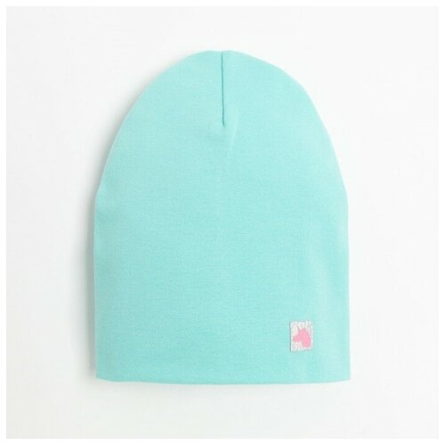 фото Шапка двухслойная для девочки, цвет мята/единорог, размер 54-58 hoh loon