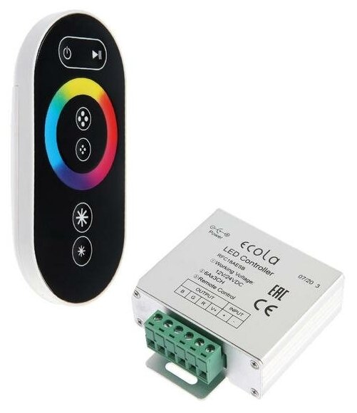 Ecola LED strip RGB RF controller 18A 216W 12V (432W 24V) с кольцевым сенсорным черным радиопультом