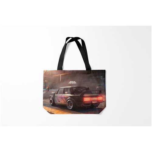 фото Сумка-шоппер / 46х35 см / геймерам / cyberpunk 2077 кибер жигуль burnettie