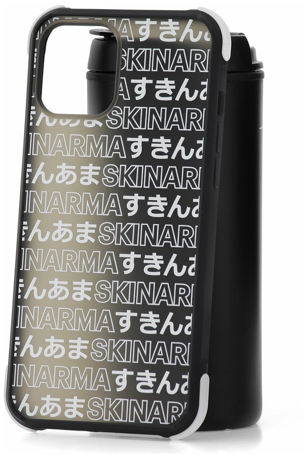 Чехол для iPhone 12 Pro Max Skinarma Kotoba Black, противоударная пластиковая накладка с рисунком, матовый силиконовый бампер с защитой камеры