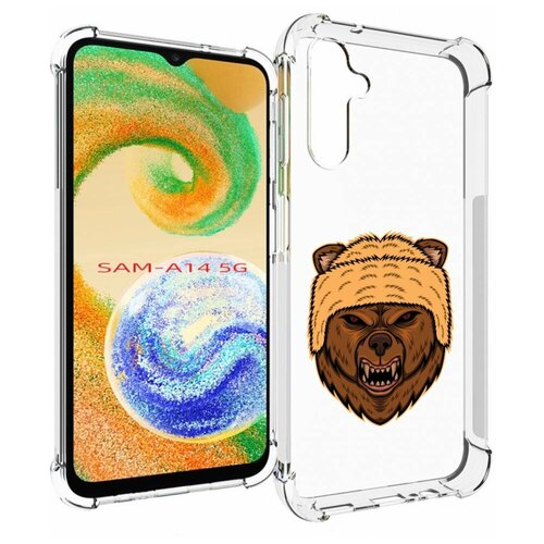 чехол mypads белый медведь для samsung galaxy a14 5g задняя панель накладка бампер Чехол MyPads Медведь-в-шапке для Samsung Galaxy A14 4G/ 5G задняя-панель-накладка-бампер