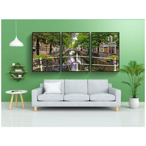 фото Набор модулных постеров для интерьера "канал, река, мост" 60x90 см. в тубусе, без рамки lotsprints