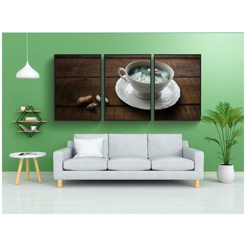 фото Набор модулных постеров для интерьера "море, ракушки, чашка" 60x90 см. в тубусе, без рамки lotsprints