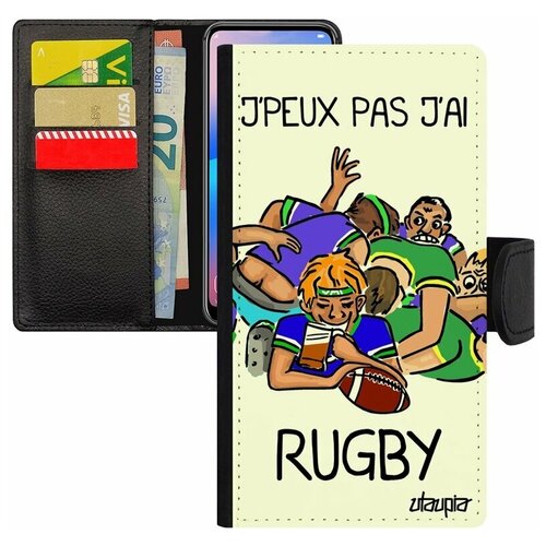 фото Чехол книжка на смартфон iphone 7, "не могу - у меня регби!" игра шутка utaupia