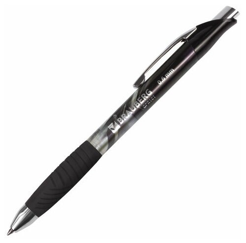 Ручка гелевая автоматическая с грипом BRAUBERG "Jet Gel" черная печать узел 06 мм линия письма 04 мм 142691 3 шт