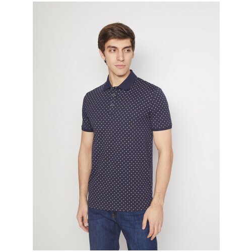 фото Футболка-поло с принтом, цвет синий, размер s zolla