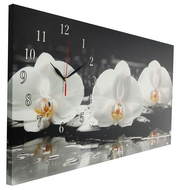 Часы-картина настенные, серия: Цветы, "Белые орхидеи", 40 х 76 см 2045189