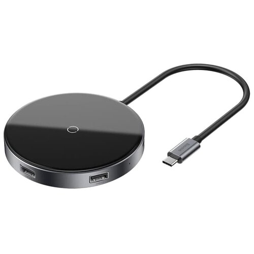 Хаб с беспроводной зарядкой Baseus Circular Mirror USB х4 Type-C PD Серый 388800₽