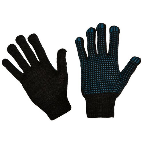 Перчатки защитные трикотажные ПВХ Точка 4 нити 43г 10 класс черные 10пар/уп garwin pro pgt 040 перчатки 10 класс 4 нити с пвх графит