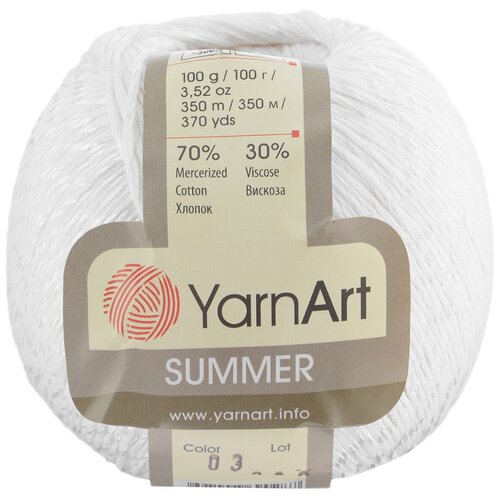 Пряжа для вязания YarnArt Summer, цвет: белый (03), 350 м, 100 г, 4 шт