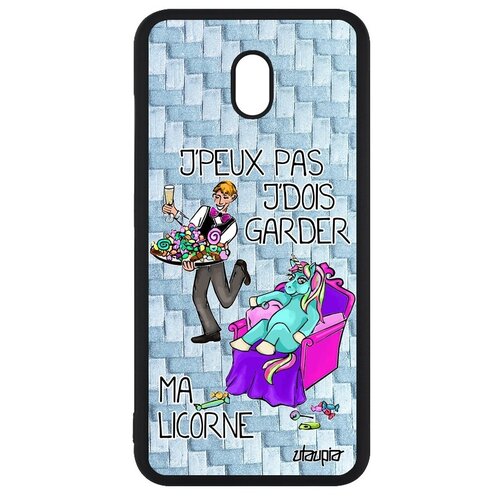 фото Противоударный чехол на телефон // xiaomi redmi 8a // "не могу - сижу с единорогом!" анекдот картинка, utaupia, голубой
