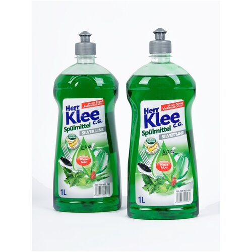 Жидкость для мытья посуды Herr Klee C.G. Silver Line Алоэ и Мята -2х1000 мл.
