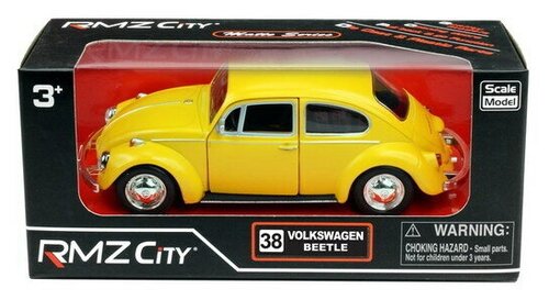 Машина металлическая RMZ City 1:32 Volkswagen Beetle 1967, инерционная, желтый матовый цвет