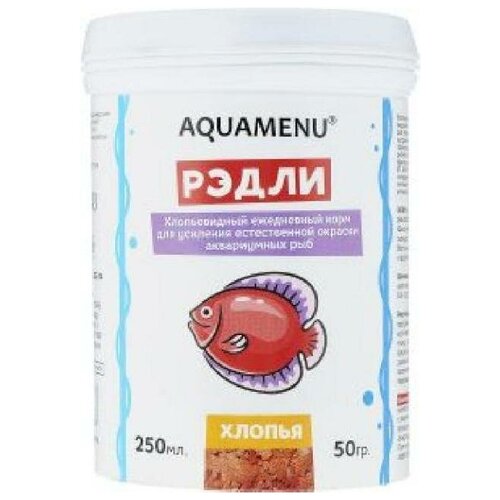 Корм ежедневный AQUAMENU Рэдли 250 мл, хлопья для усиления окраса рыб (10 шт)