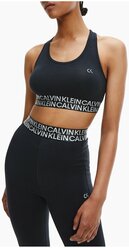 Бра Calvin Klein М черное с двойной лого-резинкой Performance Double Logo Low Impact Sports Bra