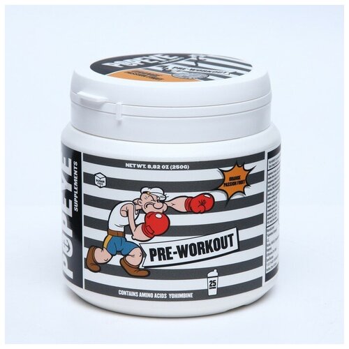фото Предтренировочный комплекс popeye supplenments, апельсин-маракуйя, спортивное питание, 250 г popeye supplements