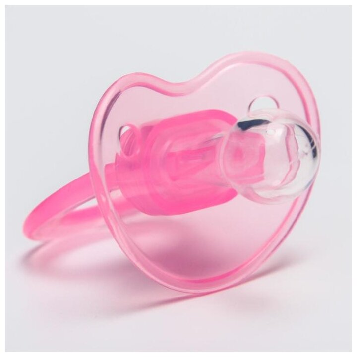 Пустышка классическая Крошка Я, соска силиконовая, для новорожденных, с колпачком, цвет розовый, от 0 месяцев - фотография № 3