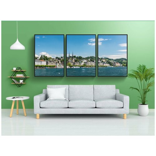 фото Набор модулных постеров для интерьера "люцерн, швейцария, озеро люцерн область" 60x90 см. в тубусе, без рамки lotsprints