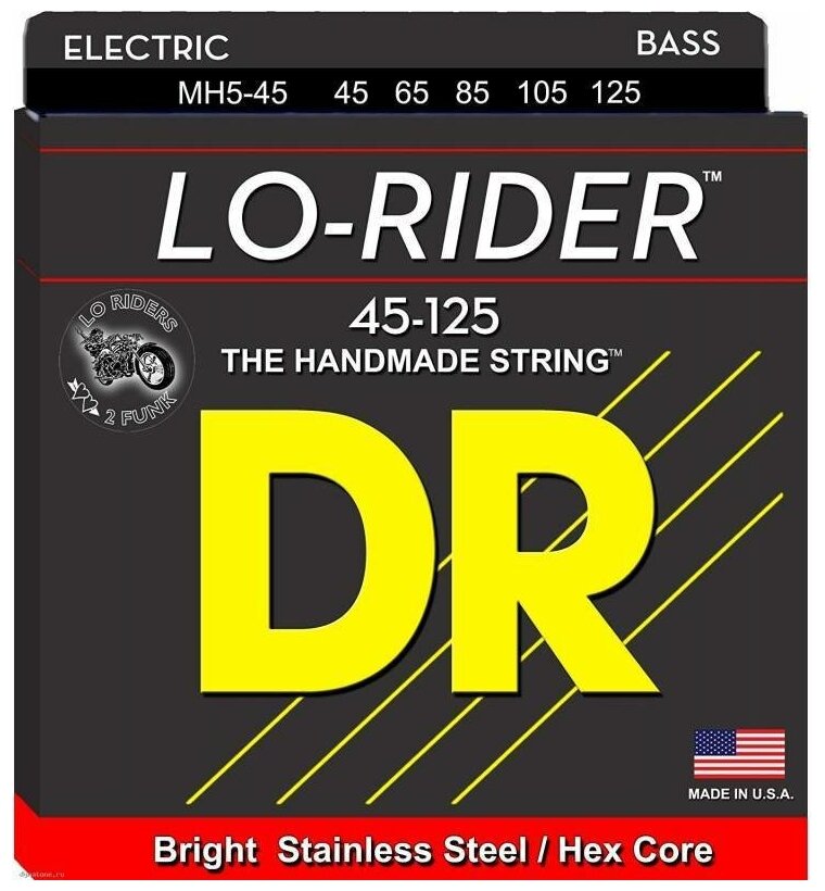 DR MH5-45 Lo-Rider Stainless Steel Струны для 5-струнной бас-гитары