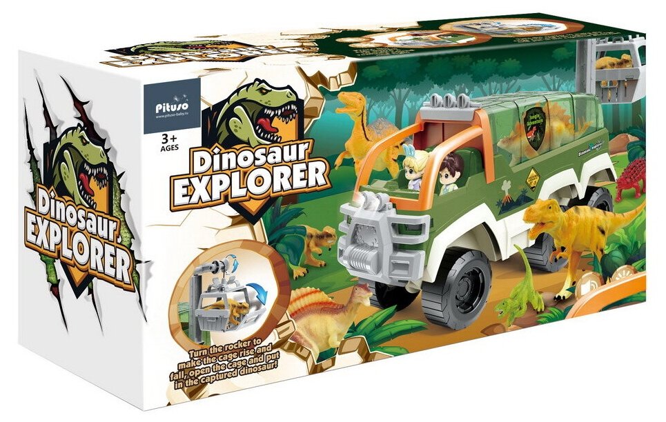 Игровой набор Pituso Машина с динозаврами Dinosaur Explorer - фото №3
