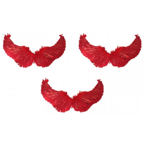 Крылья ангела красные перьевые карнавальные большие 60х35см, на Хэллоуин и Новый год (3 пары в наборе) крылья черные перьевые карнавальные 36 х 52 см