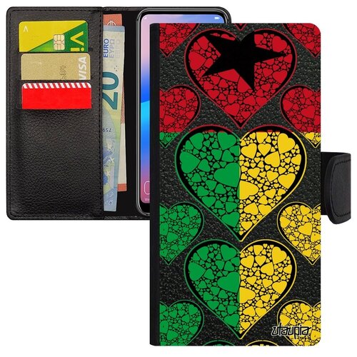 фото Красивый чехол книжка для смарфона // galaxy a40 // "флаг гвинеи бисау с сердцем" стиль дизайн, utaupia, цветной