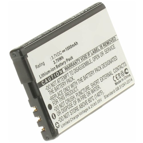 Аккумулятор iBatt iB-B1-M1010 1000mAh для Nokia BL-5CT, аккумулятор ibatt ib b1 m307 1200mah для nokia texet bl 5ct