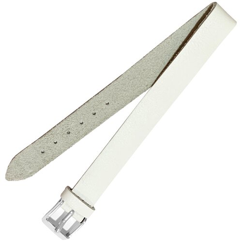 фото Ремешок 0811-01 (бел) белый сплошной кожаный ремень 8 мм для часов наручных из натуральной кожи матовый гладкий ardi