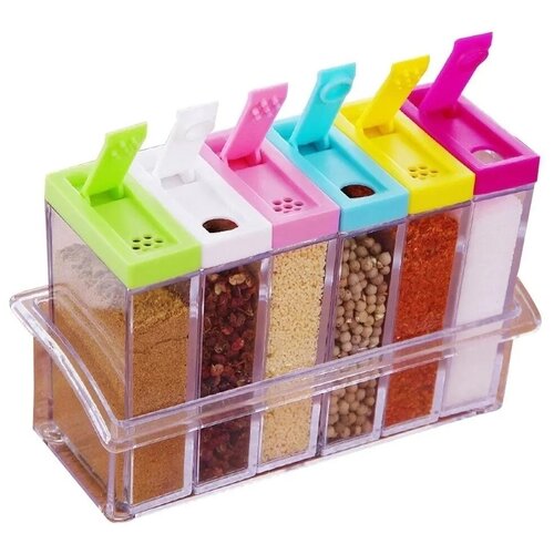 Кухонный набор банок-контейнеров для хранения приправ и специй Seasoning Set, набор 6 шт