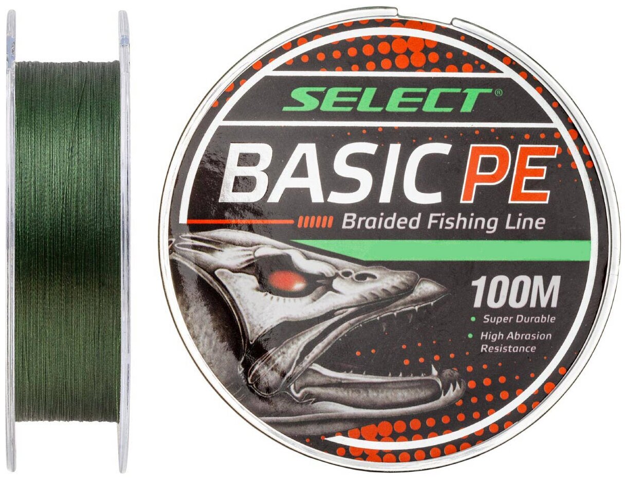 Шнур Select Basic PE 4x 100m (тёмно-зелёный) 0.10mm 10LB/4.8kg