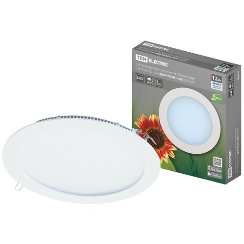 Светильник TDM ELECTRIC SQ0329-0010, LED, 12 Вт, 4000, нейтральный белый, цвет арматуры: белый, цвет плафона: белый