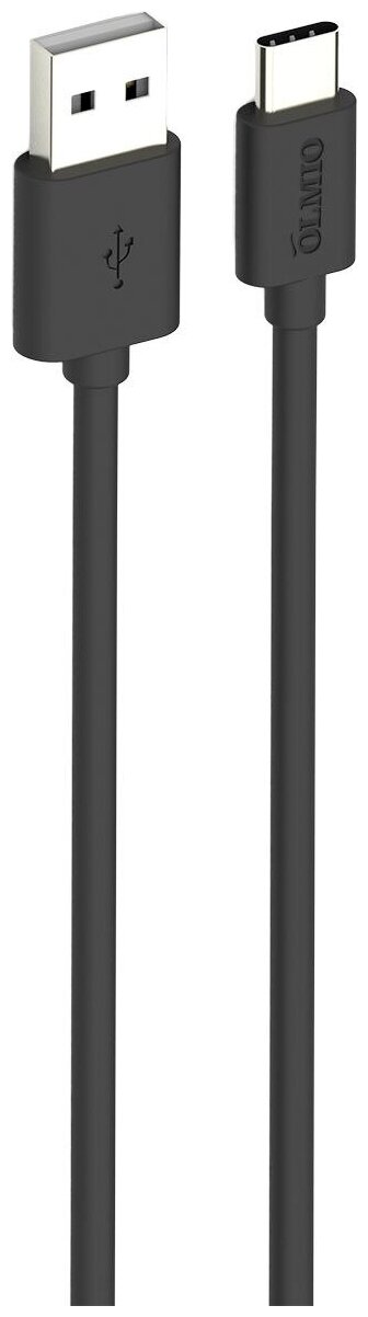 Кабель Olmio, USB 2.0 - USB Type-C, ПР038773, черный, 1 м