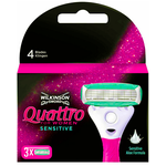 Женские сменные кассеты WILKINSON SWORD Schick QUATTRO for Women SENSITIVE (3 сменные кассеты), 4-лезв., увл.полоска - изображение