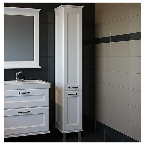 шкаф-пенал ASB-Woodline Шкаф-пенал ASB-Woodline Прато белый, патина серебро