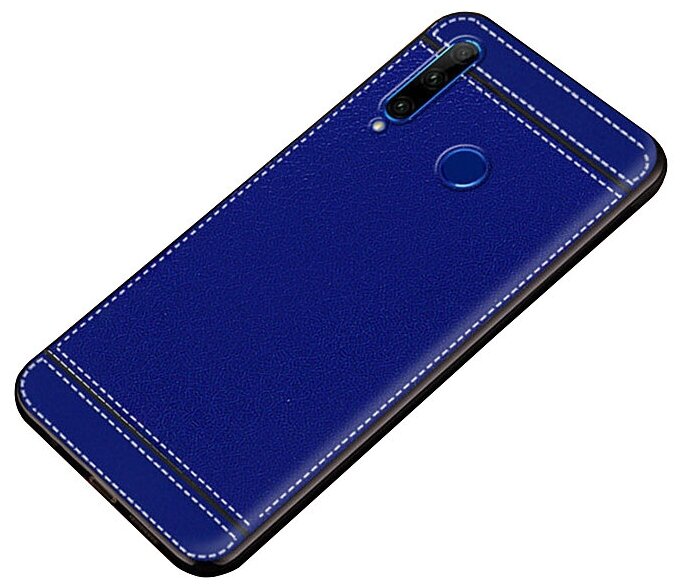 Чехол-накладка MyPads на iPhone 6 Plus из качественного износостойкого силикона с декоративным дизайном под кожу с тиснением синий