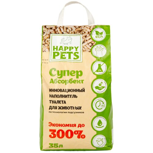 Впитывающий наполнитель HAPPY PETS Супер абсорбент, 35л